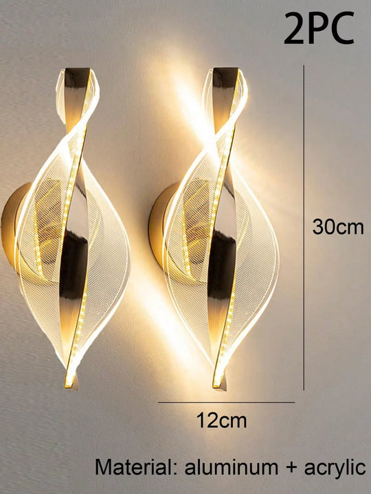 Home Deco Acrylic Gold/Black Modern LED Outdoor Wall Sconce
