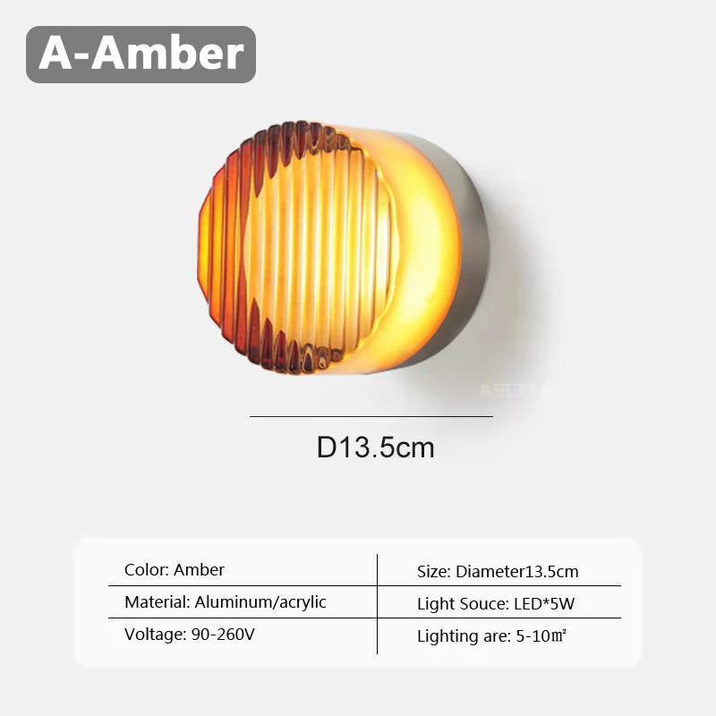 Home Deco Amber Glass LED Wall Lamp