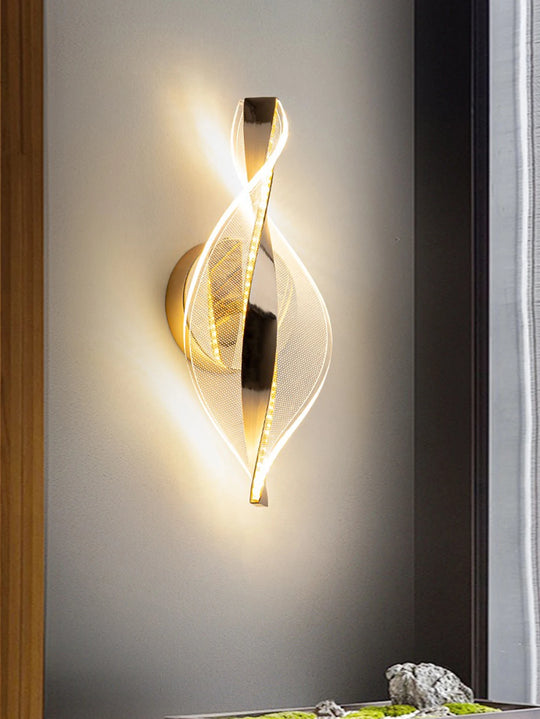 Home Deco Acrylic Gold/Black Modern LED Outdoor Wall Sconce