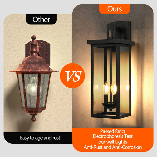 Home Deco 22" Outdoor Wall Lantern with Dusk to Dawn Sensor