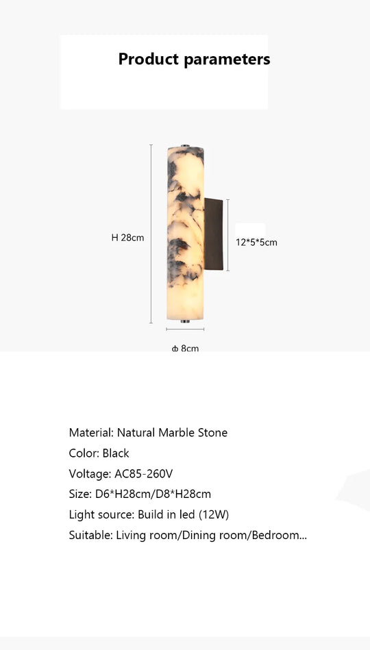 Home Deco Italian Black Marble Wall Lamp