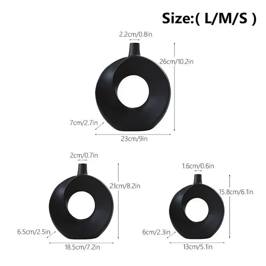 Vase géométrique en céramique Kathryn en forme de beignet creux circulaire