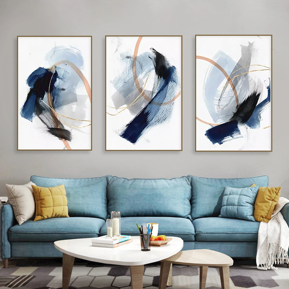 Rebecca Abstract Blue Watercolor Art Poster Nordic Canvas Painting