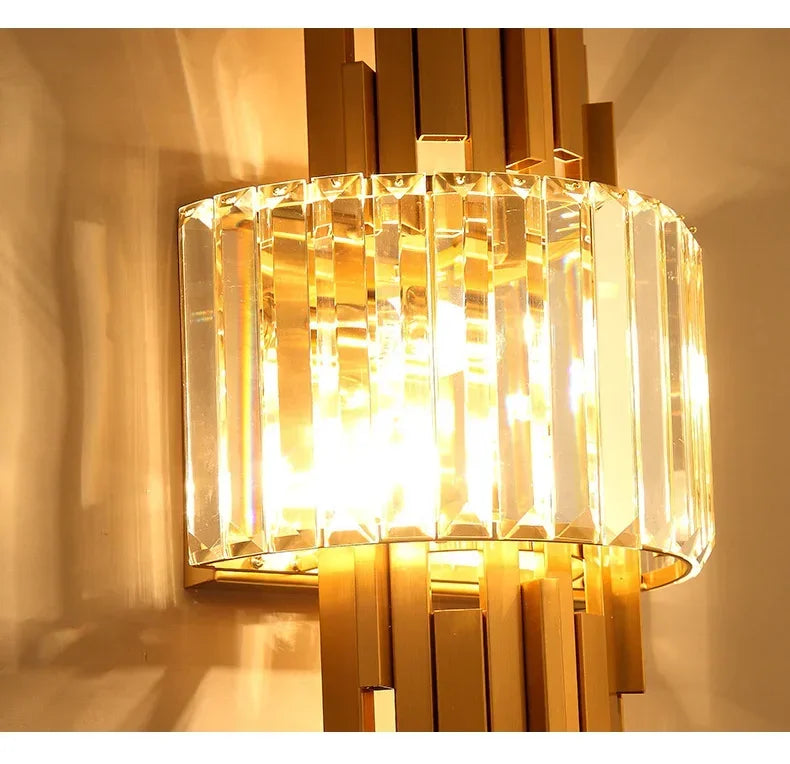 Home Deco Champagne Gold Crystal Wall Lamp