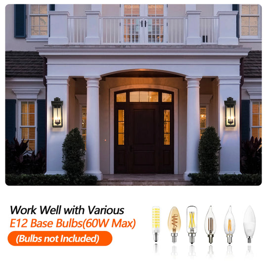 Home Deco 22" Outdoor Wall Lantern with Dusk to Dawn Sensor