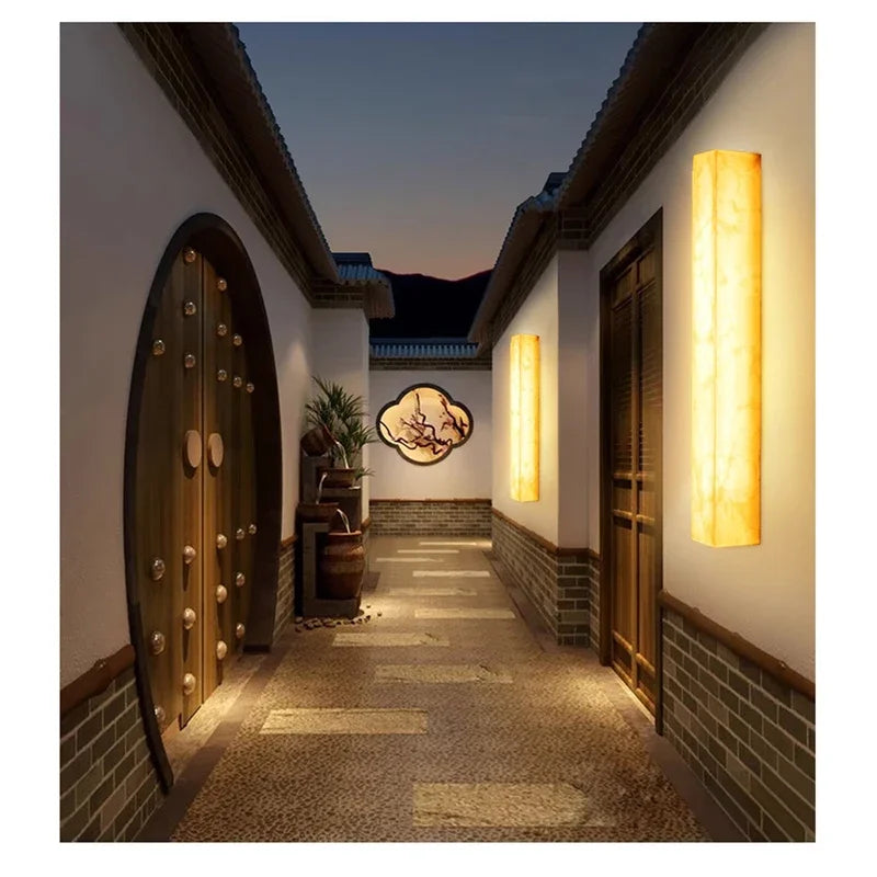 Home Deco Brass Marble Outdoor Wall Lamp