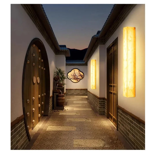 Home Deco Brass Marble Outdoor Wall Lamp