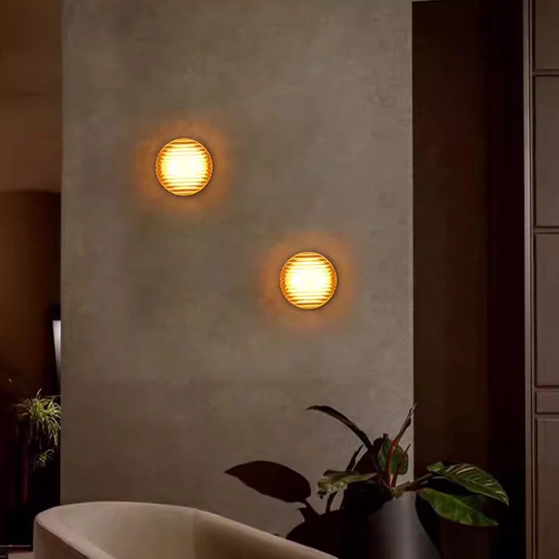 Home Deco Amber Glass LED Wall Lamp