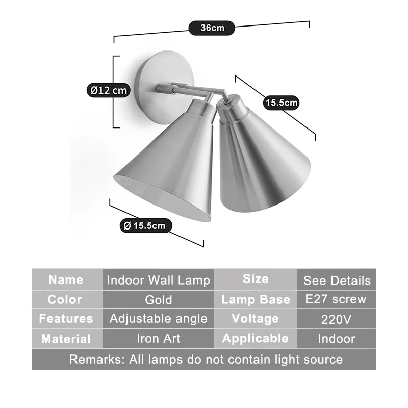 Home Deco Nordic Gold Double Wall Lamp