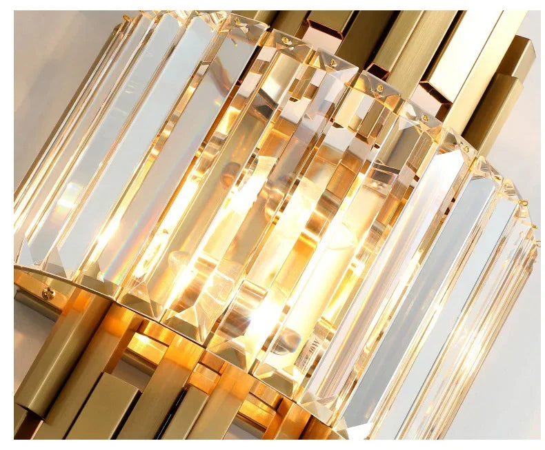Home Deco Champagne Gold Crystal Wall Lamp