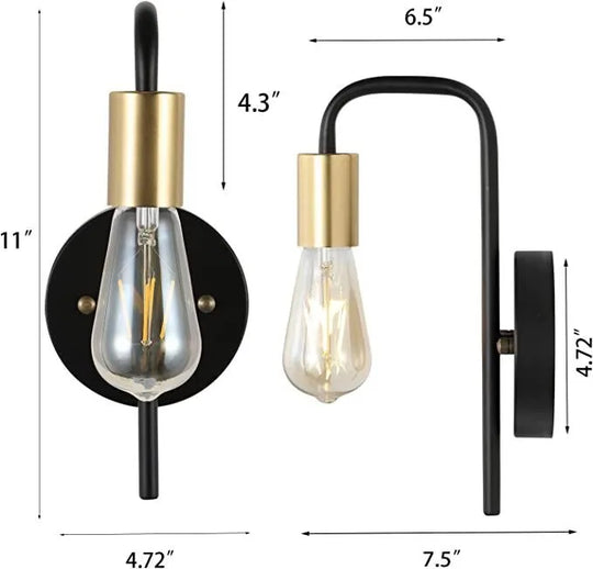 Home Deco Retro Gold Black Wall Lamp