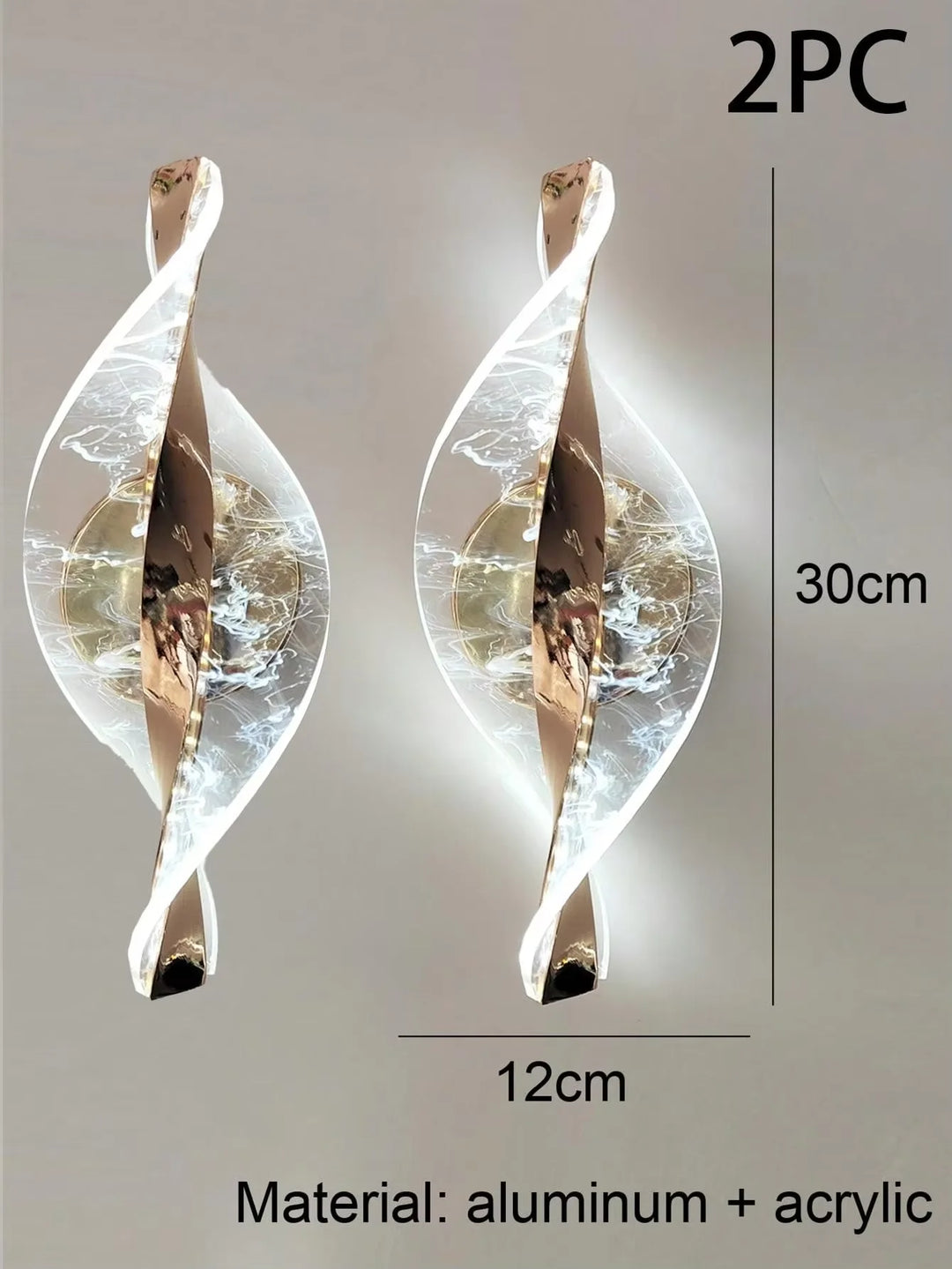 Home Deco Acrylic Gold/Black Modern LED Outdoor Wall Sconce