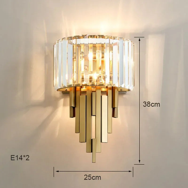 Home Deco Champagne Gold Crystal Wall Lamp