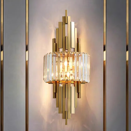 Home Deco Champagne Gold Crystal Wall Lamp