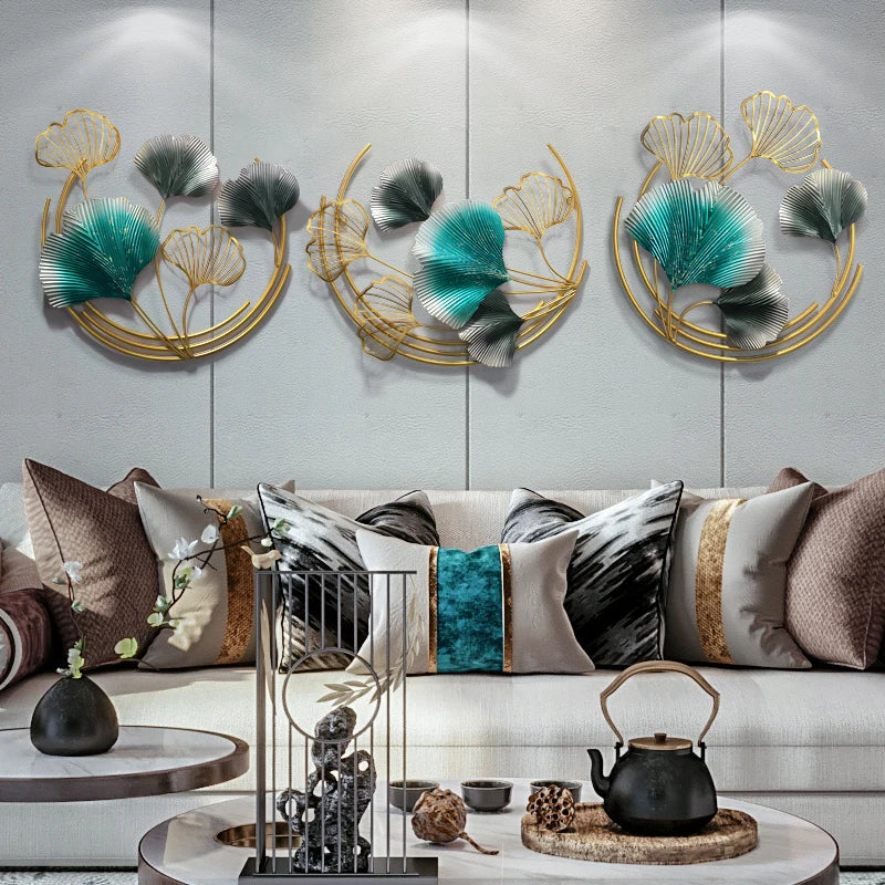 Celeste Modern Luxury Wrought Iron Ginkgo Leaf Wall Murals