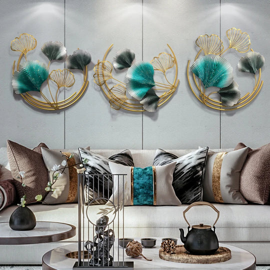 Celeste Modern Luxury Wrought Iron Ginkgo Leaf Wall Murals