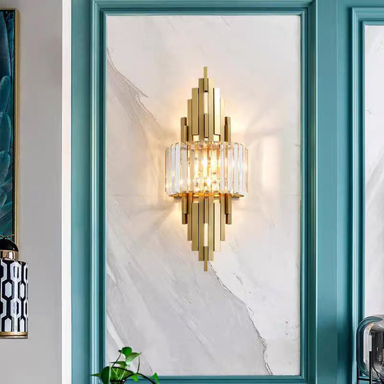 Home Deco Champagne Gold Crystal Wall Lamp