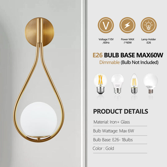 Home Deco Gold Frosted Glass Wall Lamp