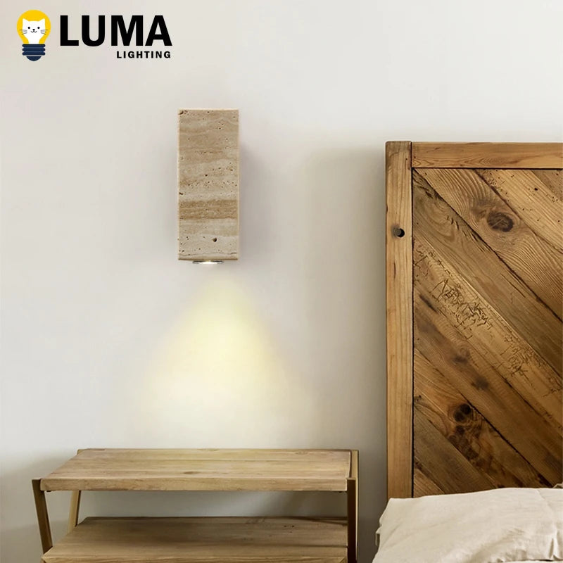 Home Deco Yellow Travertine Stone Wall Lamp