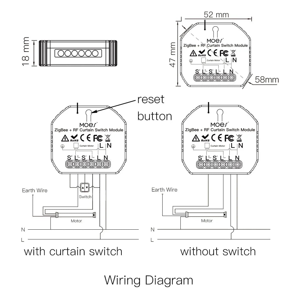 Avery's Moes ZigBee Smart RF433 Curtain Switch Module
