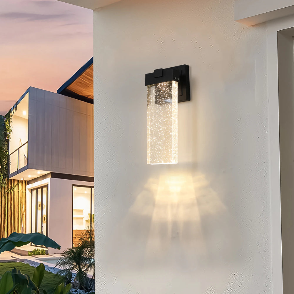 Home Deco Black LED Outdoor Wall Light with Bubble Glass