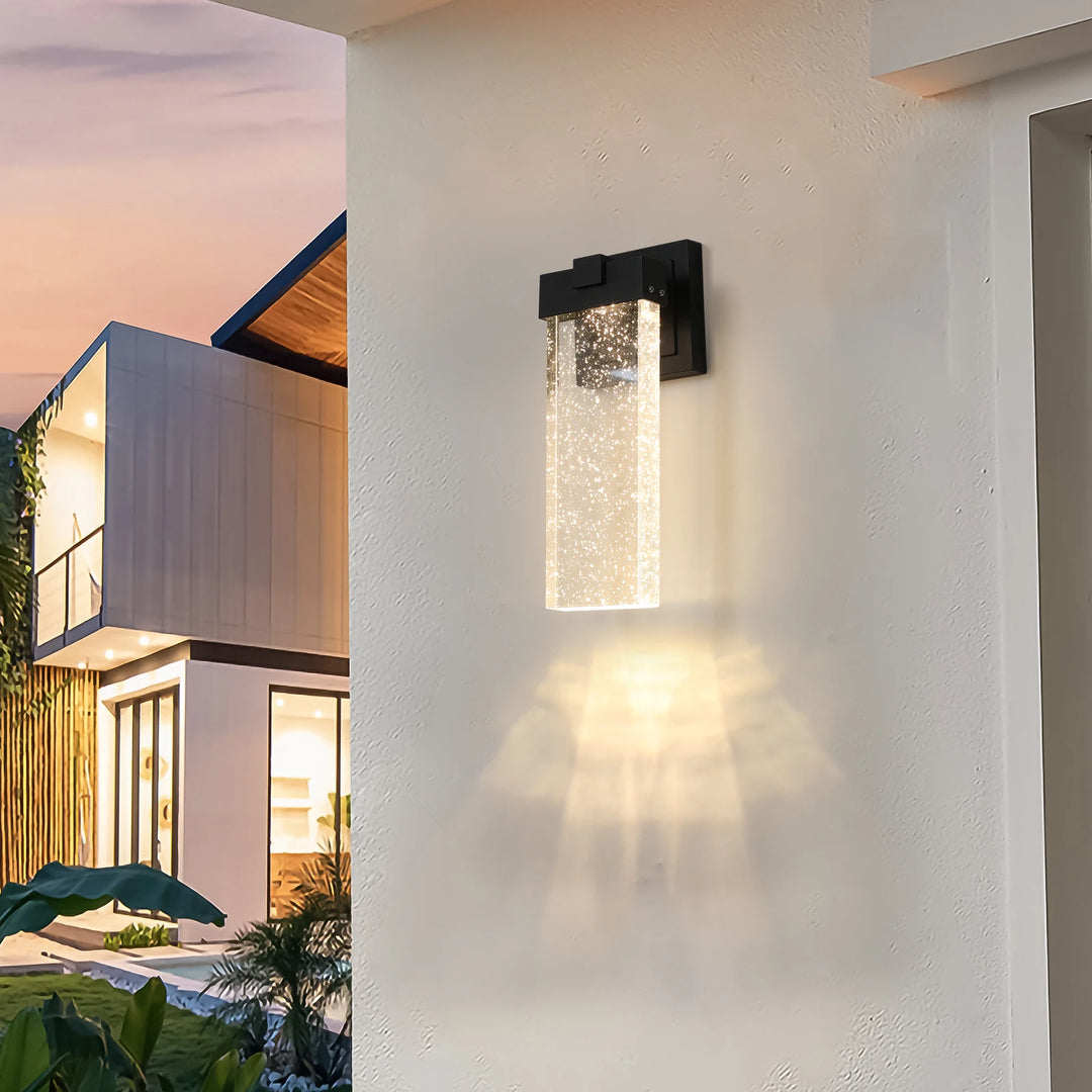 Home Deco Black LED Outdoor Wall Light with Bubble Glass