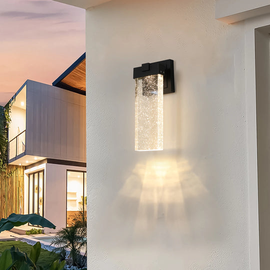 Home Deco Black LED Outdoor Wall Light with Bubble Glass