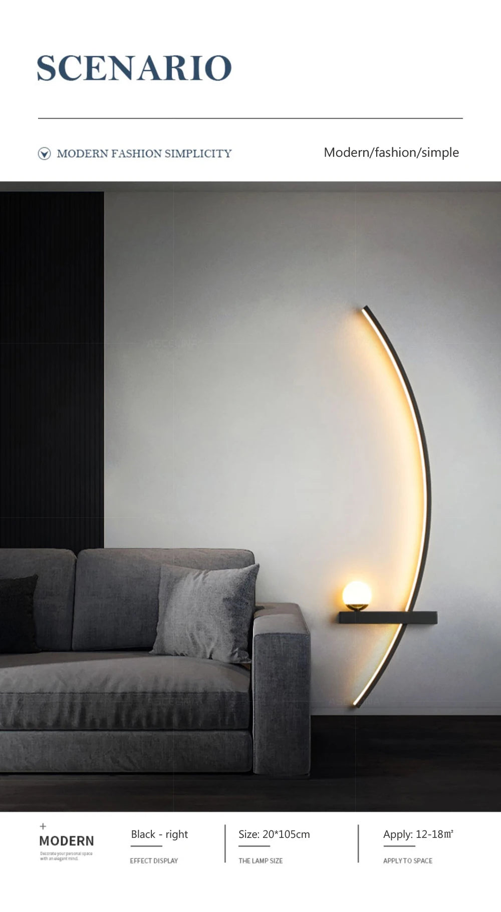 Home Deco Modern LED Moon Wall Lamp