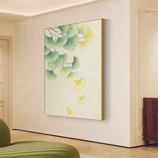 Azalea Green Yellow Ginkgo Leaf Canvas Art Print