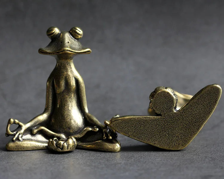 Valentina's Vintage Brass Meditation Zen Buddhist Frog Statue