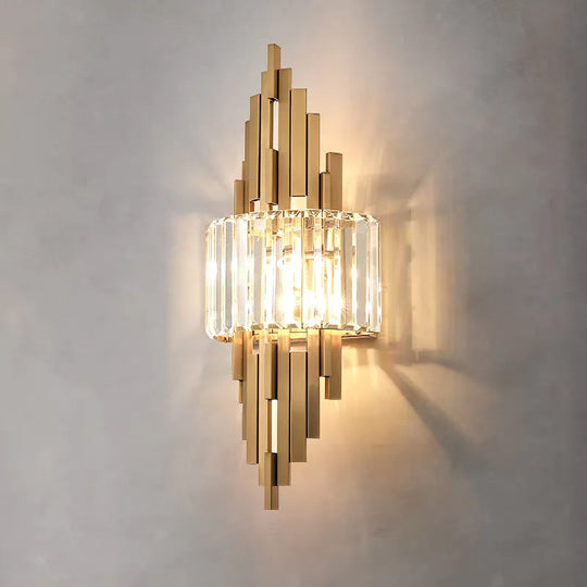 Home Deco Champagne Gold Crystal Wall Lamp