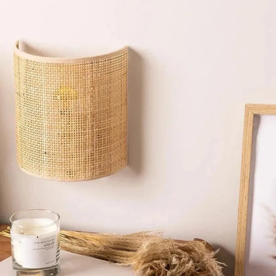 Home Deco Natural Rattan Wall Lamp