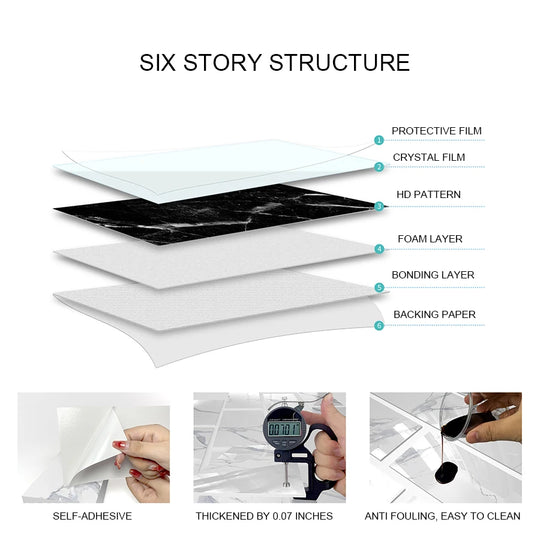 Ava's 16Pcs Marble Tiles Foam Wallpaper