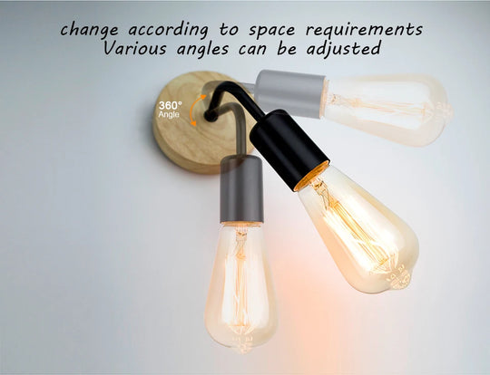 Home Deco Nordic Iron Wood Wall Lamp