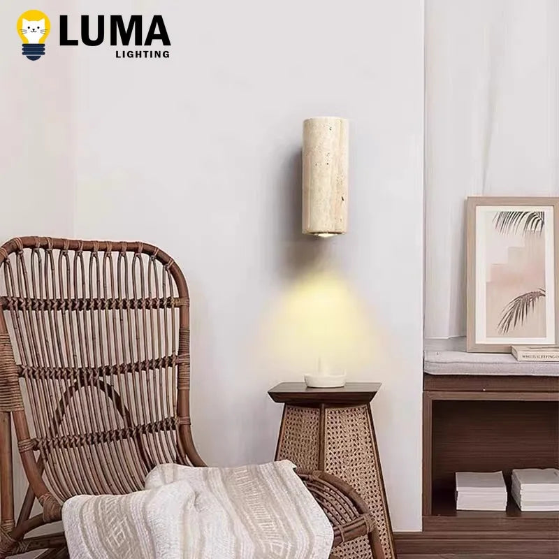 Home Deco Yellow Travertine Stone Wall Lamp