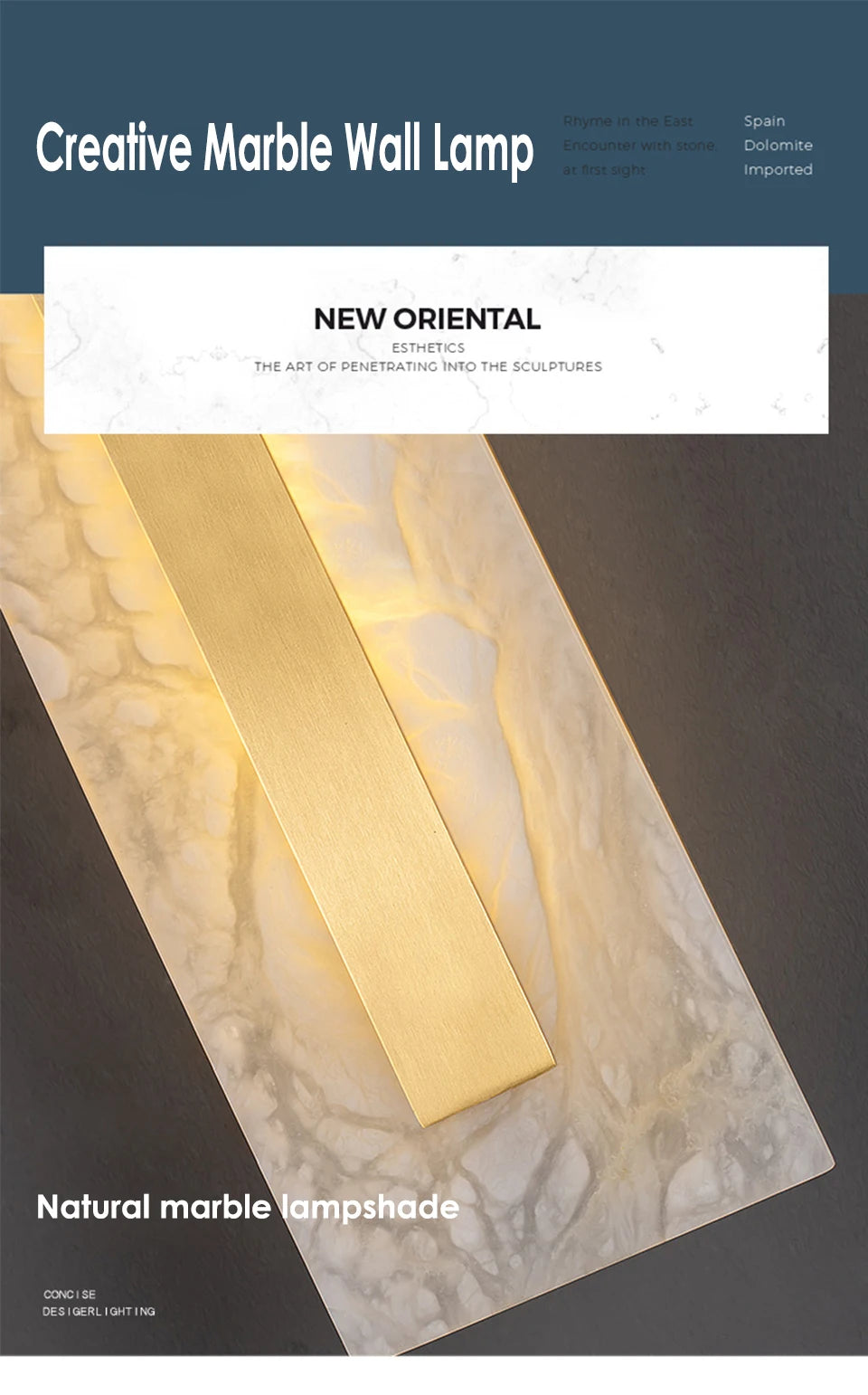 Home Deco Marble Copper Gold Wall Light