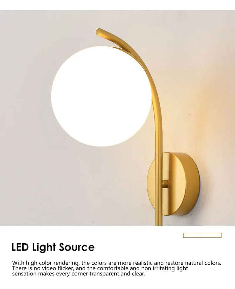 Home Deco Frosted Glass Ball Wall Lamp