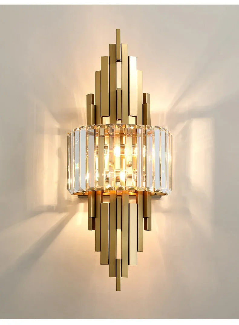 Home Deco Champagne Gold Crystal Wall Lamp
