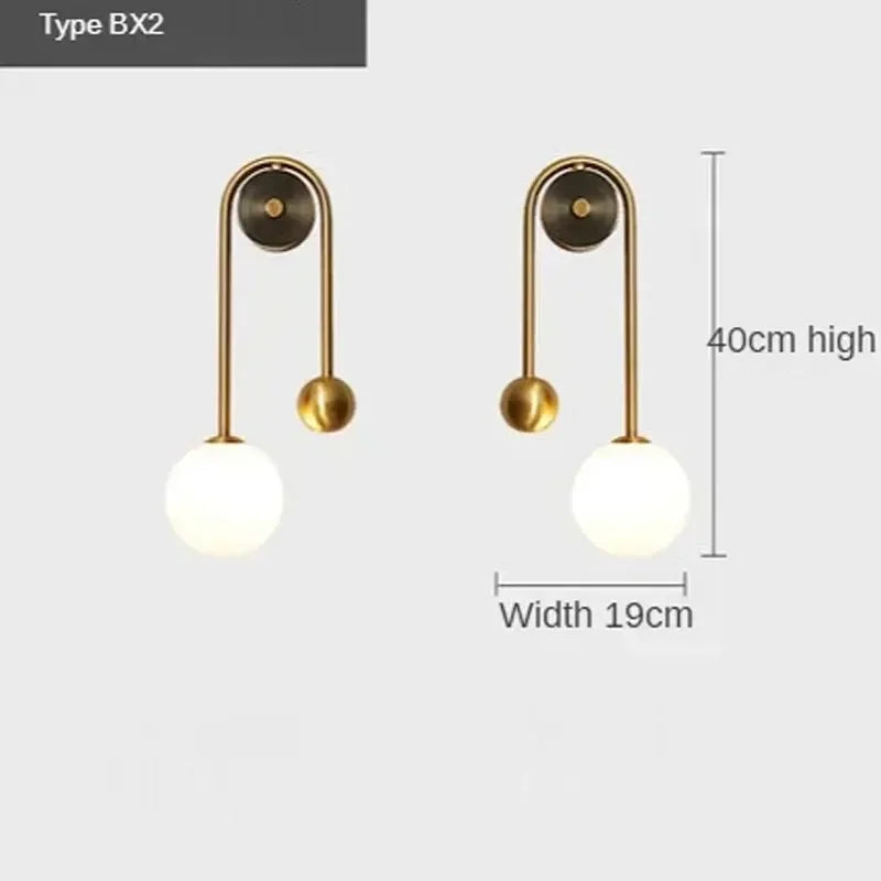 Home Deco Gold Glass Ball Wall Lamp