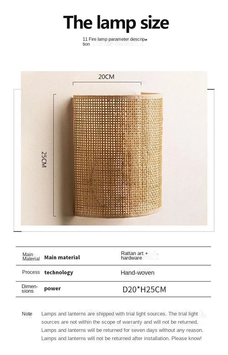 Home Deco Natural Rattan Wall Lamp