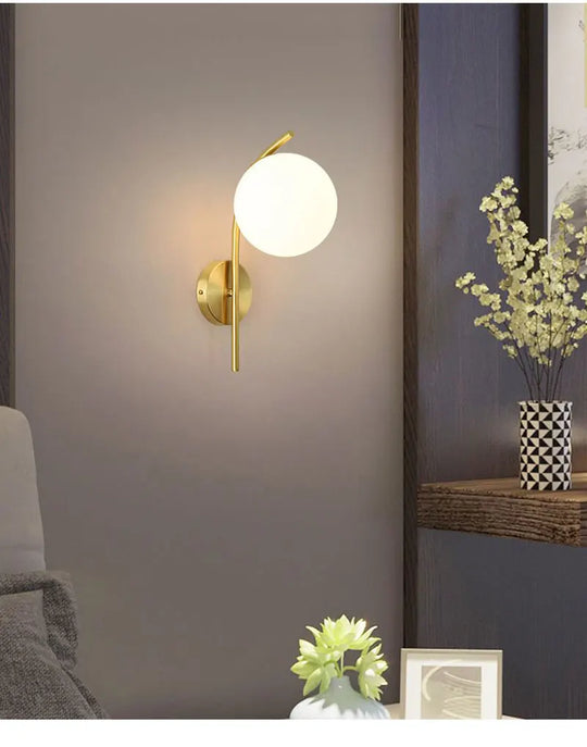 Home Deco Frosted Glass Ball Wall Lamp