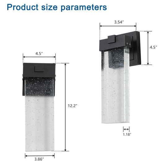 Home Deco Black LED Outdoor Wall Light with Bubble Glass