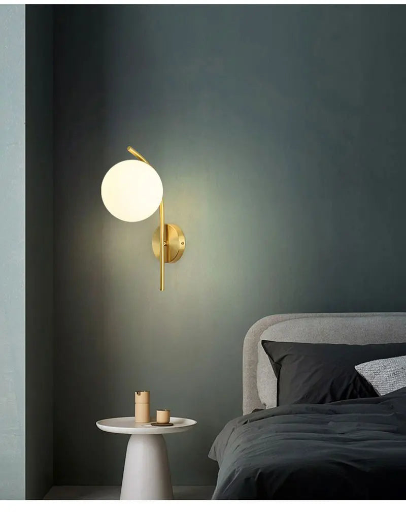 Home Deco Frosted Glass Ball Wall Lamp