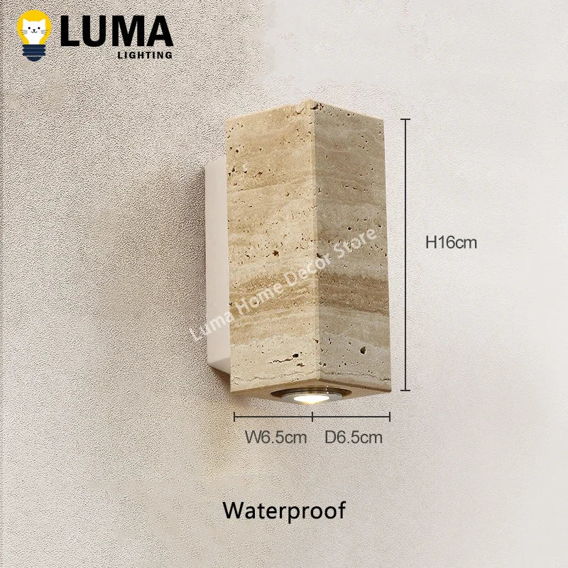 Home Deco Yellow Travertine Stone Wall Lamp