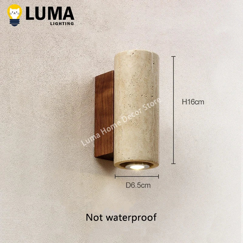 Home Deco Yellow Travertine Stone Wall Lamp