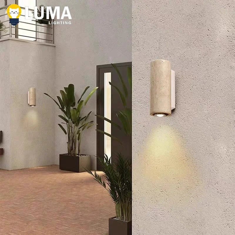 Home Deco Yellow Travertine Stone Wall Lamp