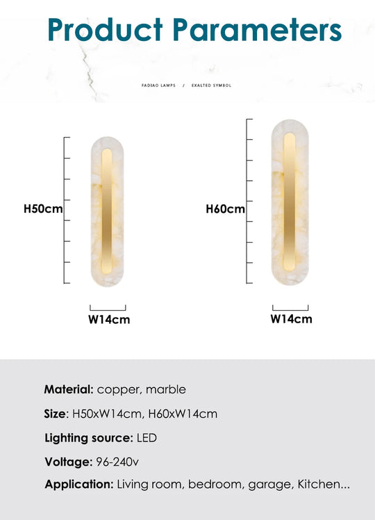 Home Deco Marble Copper Gold Wall Light