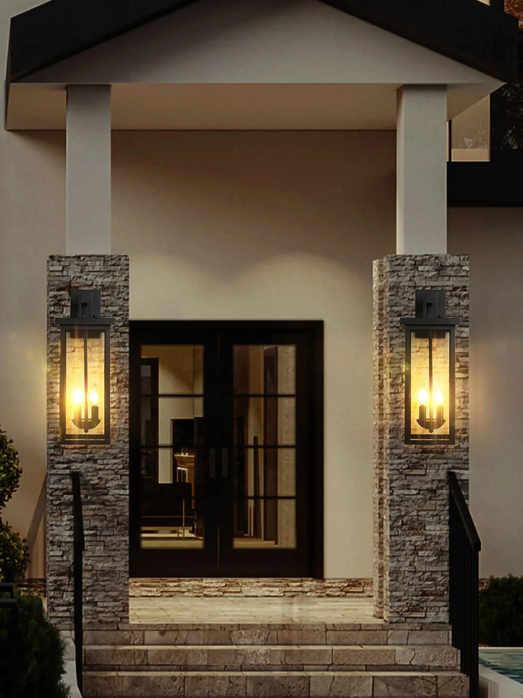 Home Deco 22" Outdoor Wall Lantern with Dusk to Dawn Sensor