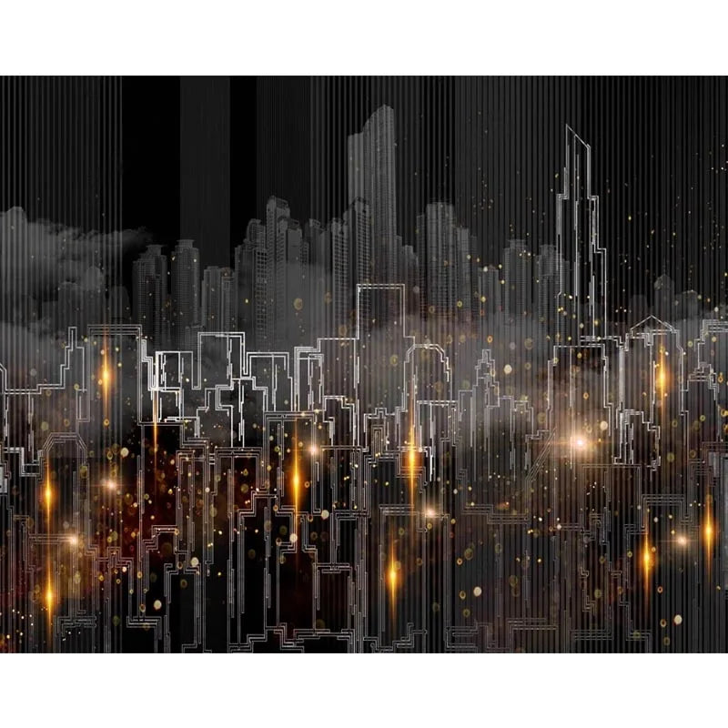 Christina Custom Mural Hand Painted Modern Night City View Wallpaper