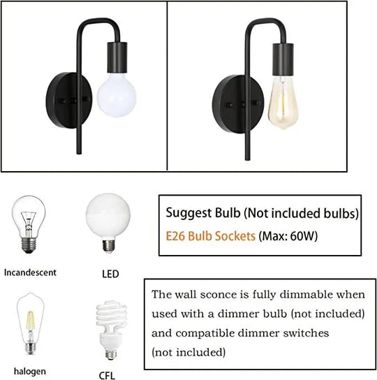 Home Deco Retro Gold Black Wall Lamp